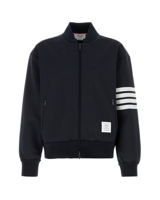 Thom Browne Blue Midnight Stretch Viscose Blend Bomber Jacket for men
