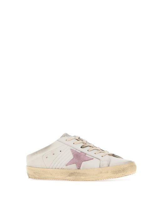 Golden Goose Deluxe Brand Pink White Leather Super-star Slip Ons