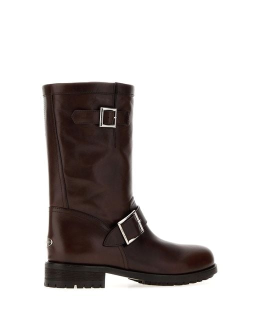Jimmy Choo Brown Chocolate Leather Biker Boots