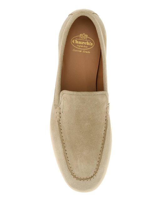 Church's Brown Suede Moccasins With Embossed Logo And Printed Sole