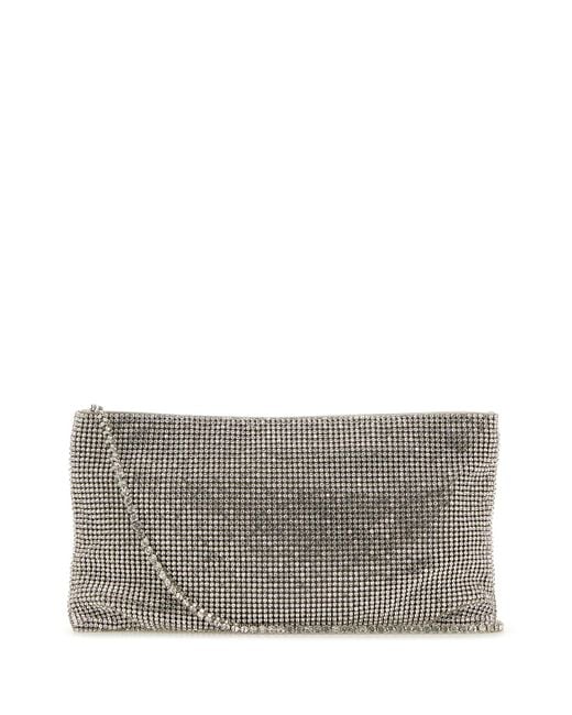 Clutch Your Best Friend La Petite in maglia di cristalli argento di Benedetta Bruzziches in Gray