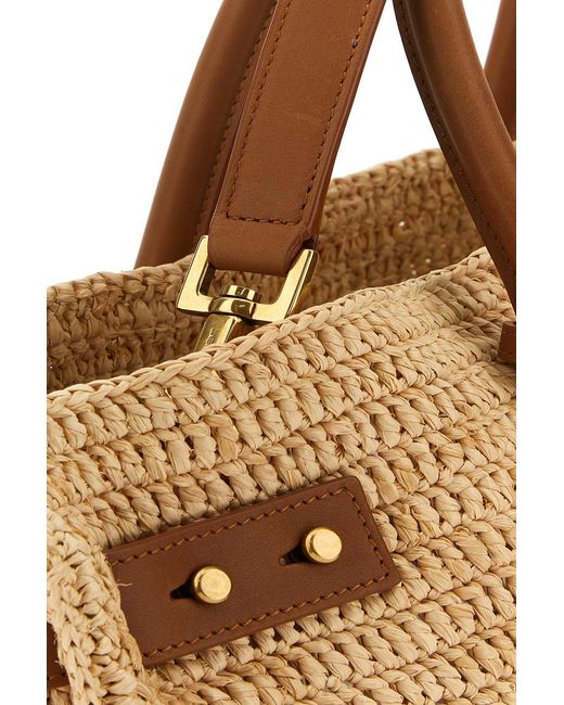 Borsa shopping Sac De Jour media in rafia di Saint Laurent in Brown