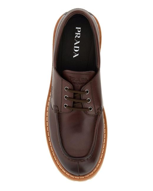 Scarpe stringate in pelle marrone di Prada in Brown da Uomo
