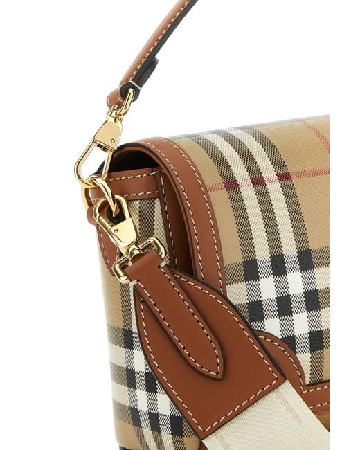 Borsa a mano Note stampata in tela e pelle di Burberry in Metallic