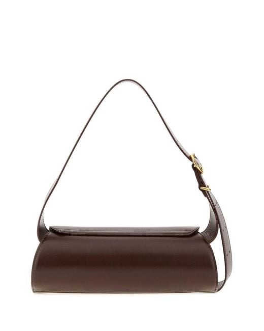 Jil Sander Brown Chocolate Leather Small Cannolo Shoulder Bag