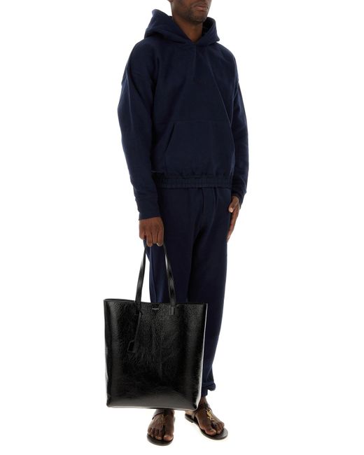 Pantalone jogging in cotone blu scuro di Saint Laurent in Blue da Uomo
