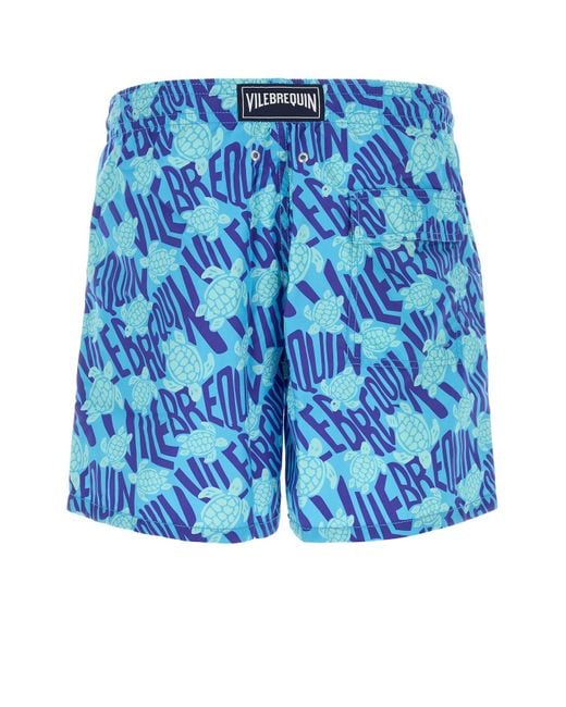 Bermuda mare Moorea in nylon stampato di Vilebrequin in Blue da Uomo