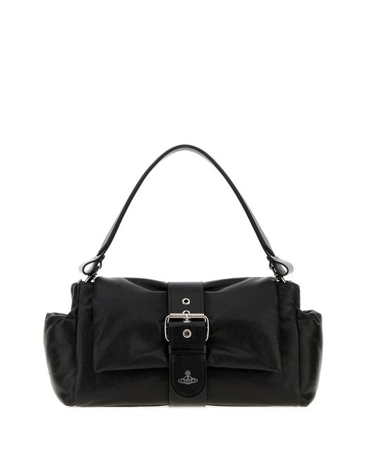 Vivienne Westwood Black Leather Hazel Xl Shoulder Bag