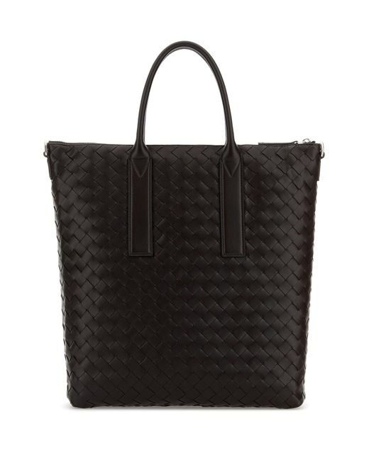 Borsa shopping North-South in pelle testa di moro di Bottega Veneta in Black da Uomo