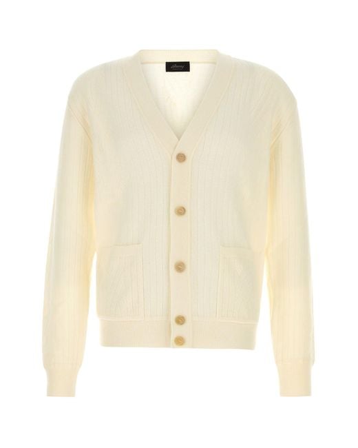 Brioni Natural Ivory Wool Blend Cardigan for men