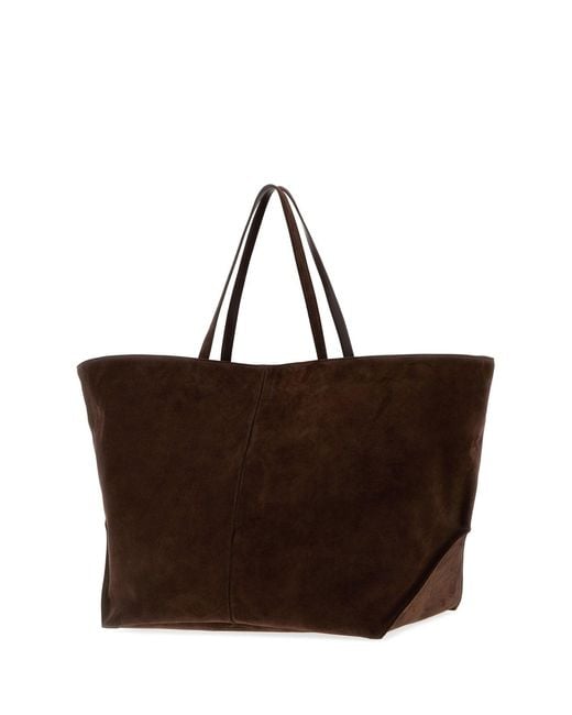 Jil Sander Brown Suede Linea Xl Shopping Bag