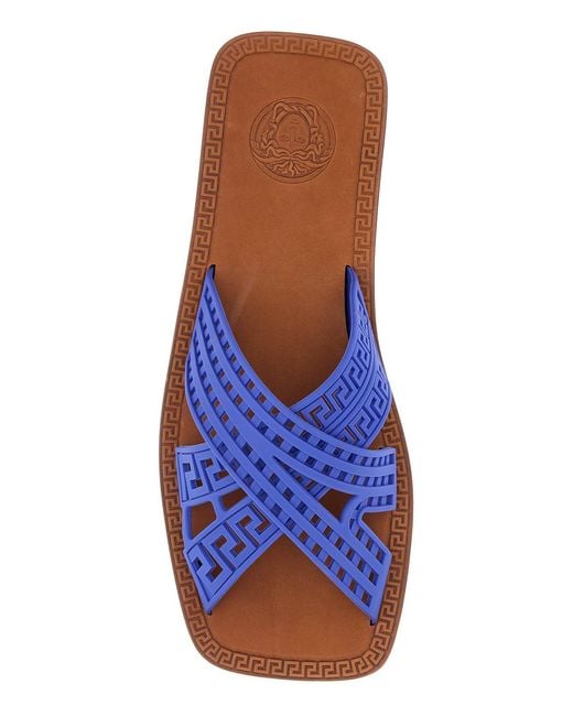 Versace Blue Rubber Slippers for men