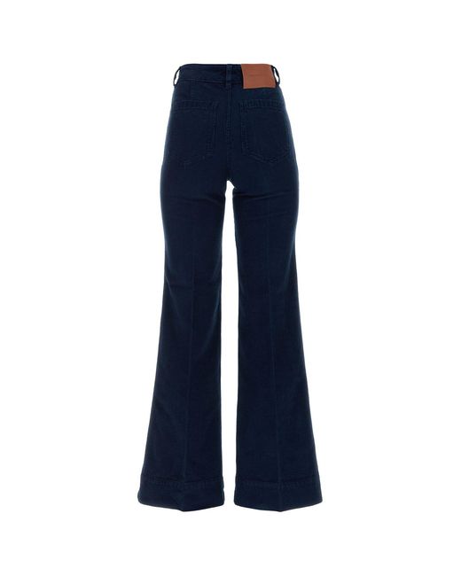 Victoria Beckham Blue Corduroy Flared Pant