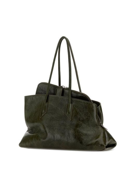 The Attico Green Leather Medium La Passeggiata Shoulder Bag