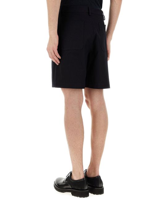 Valentino Garavani Black Midnight Blue Stretch Cotton Bermuda Shorts for men