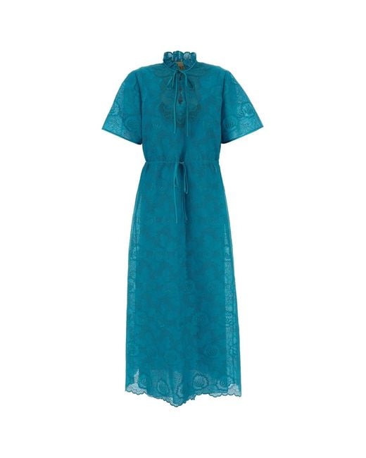 Valentino Garavani Blue Turquoise Lace Dress