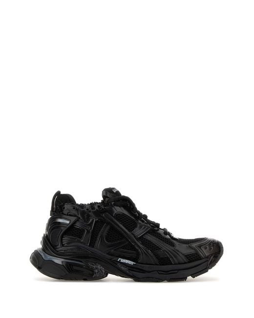 Balenciaga Black Textured Runner Sneakers for men