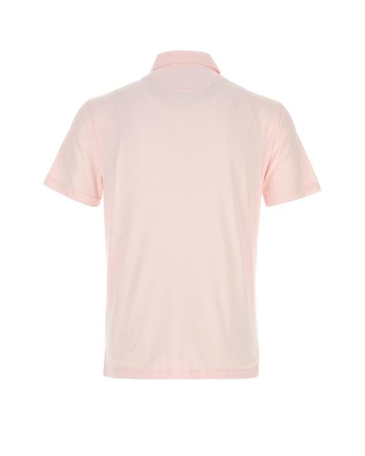 Fedeli Light Pink Stretch Cotton Polo Shirt for men