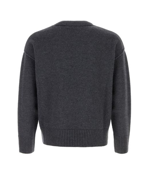 AMI Gray Crew Neck Pullover for men