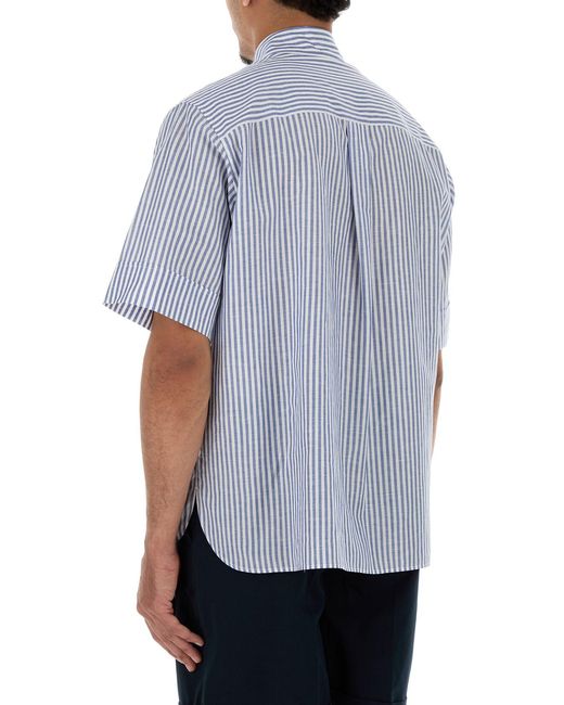 Valentino Garavani Blue Embroidered Cotton Blend Shirt for men