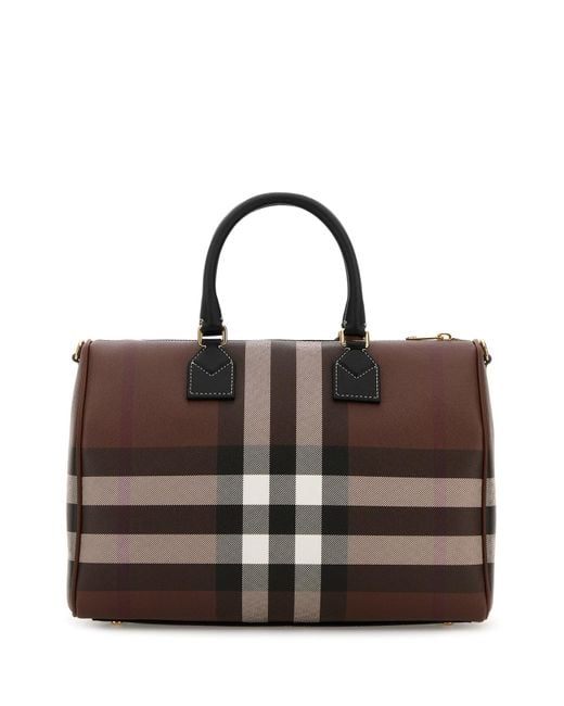 Borsa a mano Check media in tela stampata di Burberry in Brown