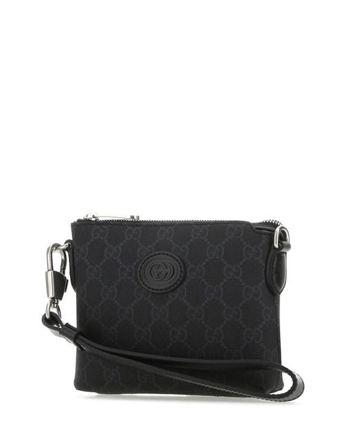 Clutch in tessuto GG Supreme nero di Gucci in Black da Uomo