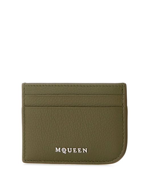 Portacarte in pelle verde militare di Alexander McQueen in Green da Uomo