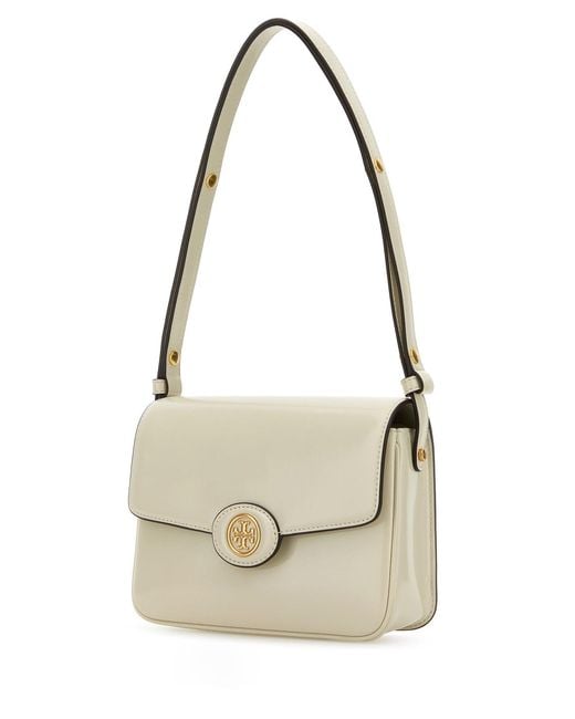 Tory Burch White Chalk Leather Robinson Shoulder Bag
