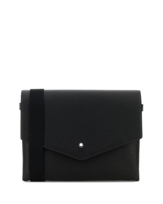 Montblanc Black Leather Companion Crossbody Bag for men