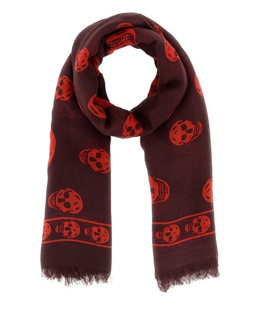 McQueen Red Printed Modal Blend Foulard for men