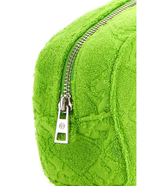 Tory Burch Green Terry Fabric Ella Beauty Case