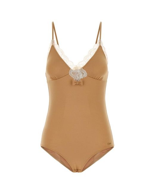 Chloé Brown Skin Pink Stretch Nylon Bodysuit