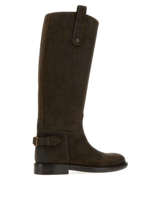 Burberry Black Dark Suede Cavalier Boots