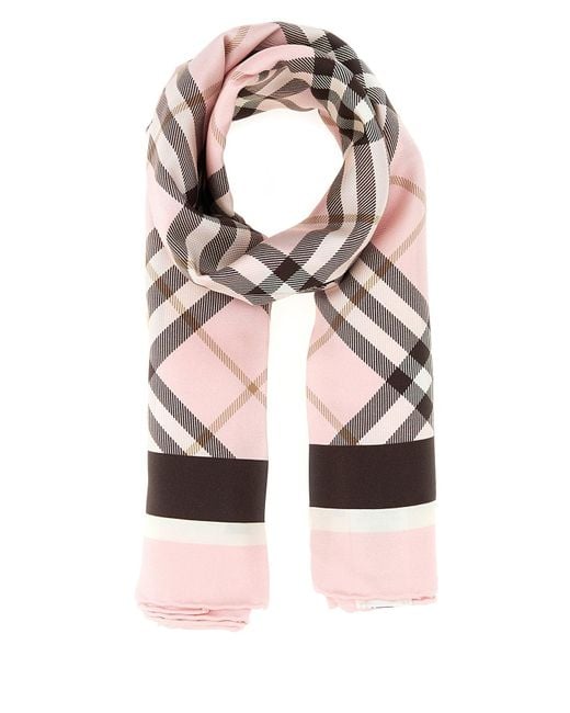 Burberry Pink Embroidered Silk Foulard