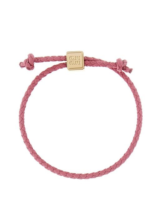 Bracciale in pelle rosa di Miu Miu in Pink