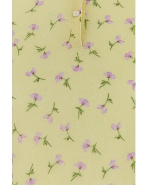 Jil Sander Yellow Printed Cotton Blend Polo Shirt