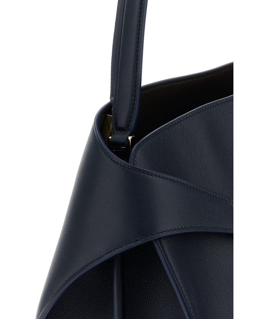 Ferragamo Blue Salvatore Leather Medium Hug Soft Shoulder Bag