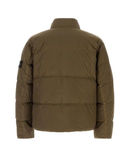 Stone Island Green Khaki Nylon Down Jacket for men