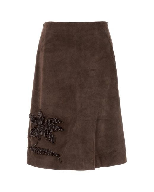 16Arlington Brown Suede Skirt