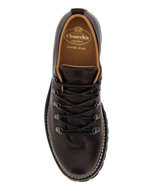 Church's Black Dark Leather Snow Lace-Up Shoes for men
