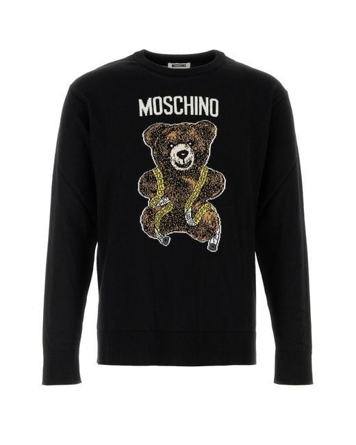Moschino Black Wool Sweater for men