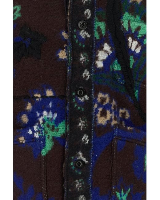 Sacai Black Embroidered Wool Cardigan for men
