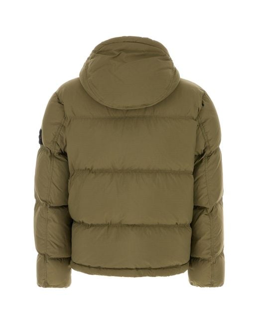 Stone Island Army Green Nylon Down Jacket for men