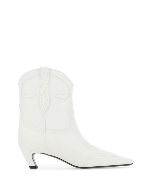 Khaite Leather Dallas Ankle Boots in White | Lyst