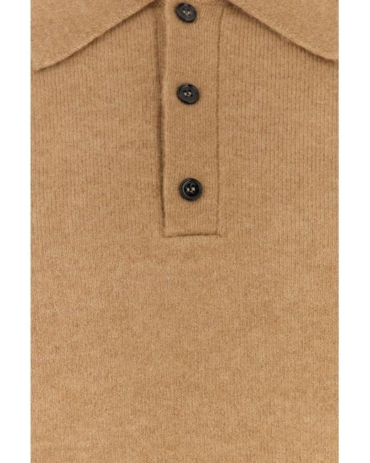 Polo in misto cammello stretch di Ferragamo in Natural da Uomo