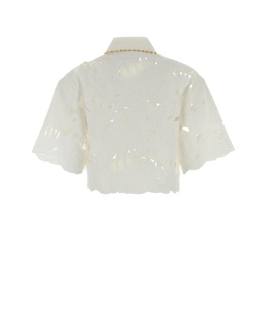 Zimmermann White Embroidered Cotton Mahon Shirt