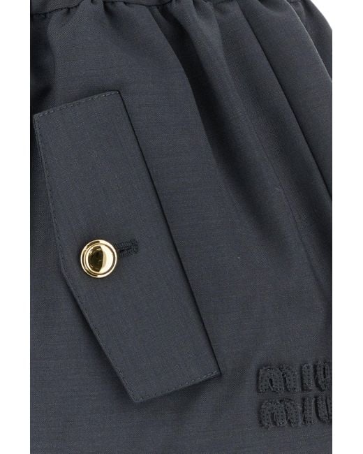 Minigonna in misto mohair grigio scuro di Miu Miu in Black