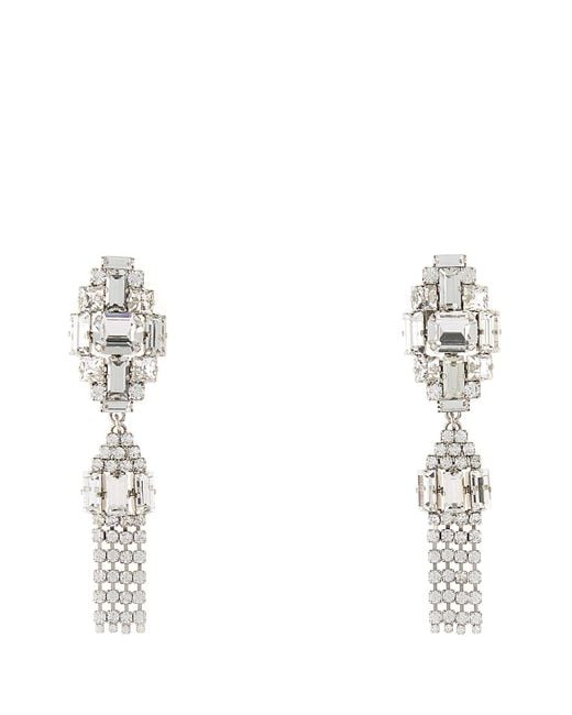 Alessandra Rich Multicolor Crystal Earrings With Pendant And Fringes