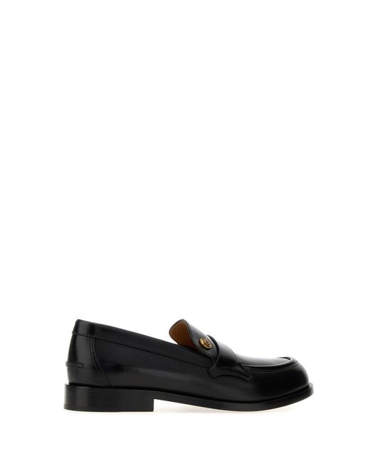 Versace Black Leather Loafers for men