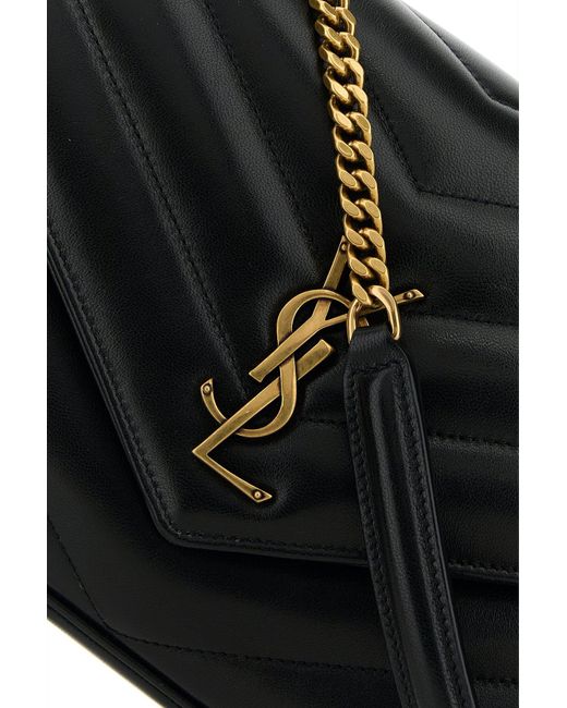 Borsa a spalla LouLou media in pelle nera di Saint Laurent in Black